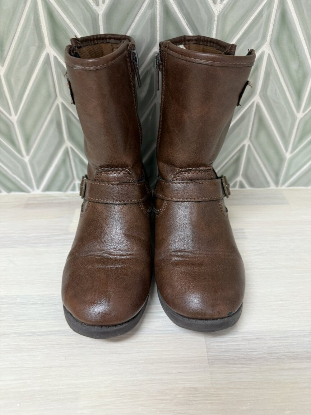 Carter girls faux leather brown boots size 12